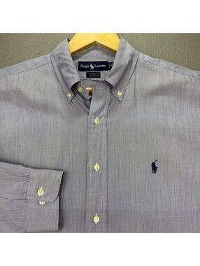 Polo Ralph Lauren Yarmouth Shirt Mens 16 32/33 Blue Striped Vintage Button Down